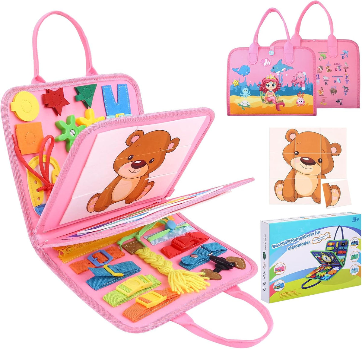 Montessori Felt Busy Board – Sensory Activity Book for Toddlers