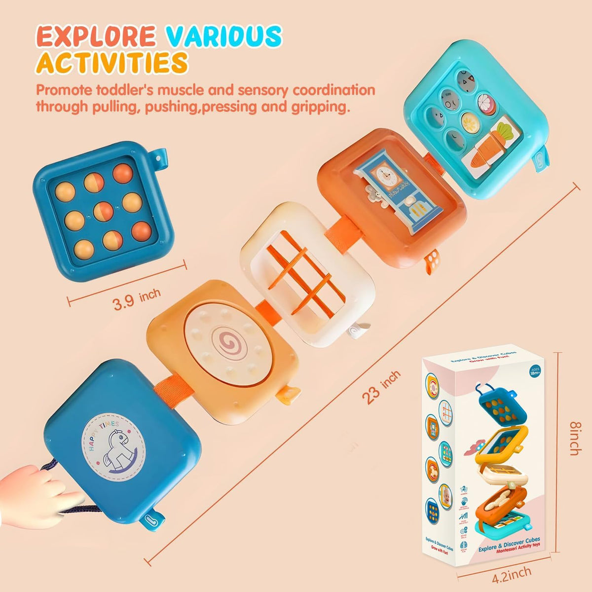 Montessori Airplane Activity Cube – 8-in-1 Travel Busy Toy