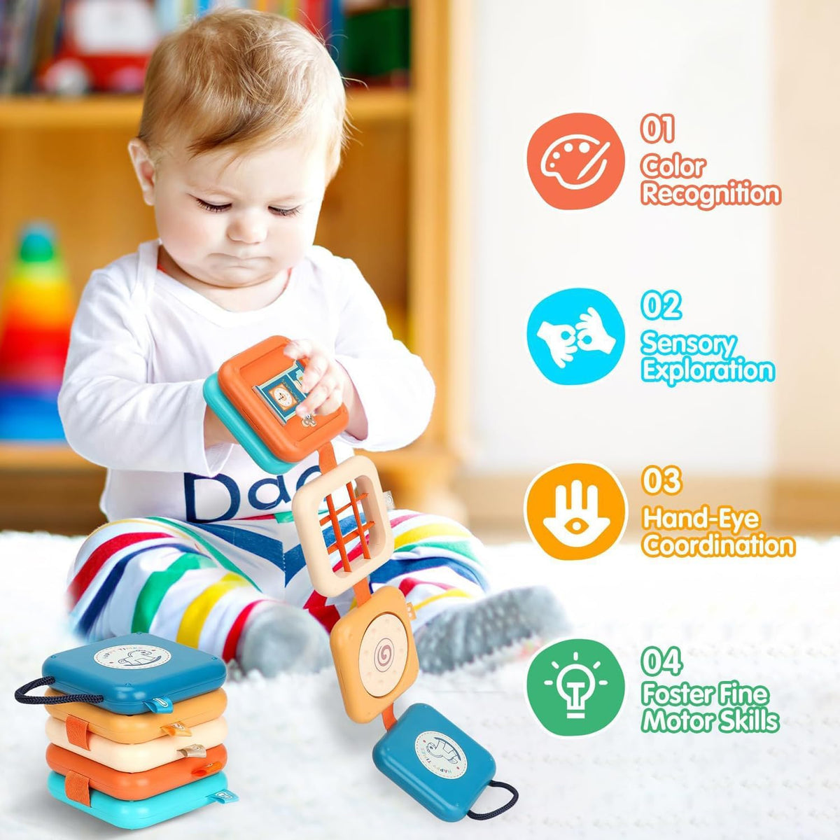 Montessori Airplane Activity Cube – 8-in-1 Travel Busy Toy