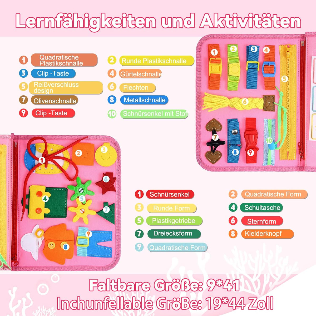 Montessori Felt Busy Board – Sensory Activity Book for Toddlers