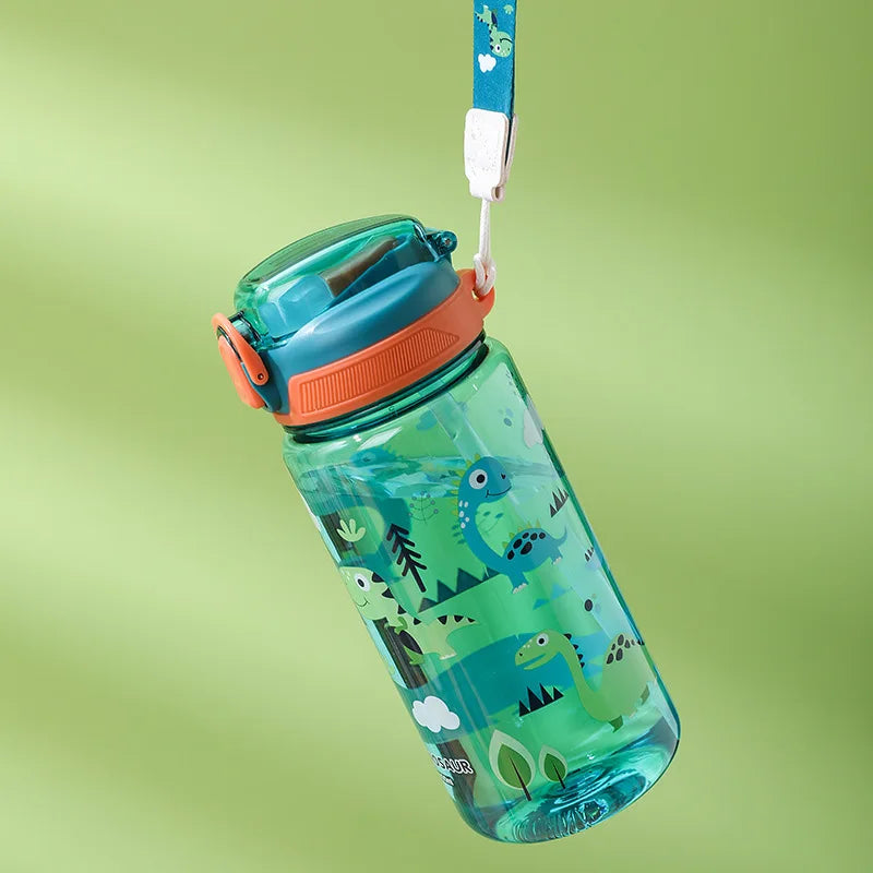 Kids Water Bottle with Straw – Leak-Proof 600 ml Cartoon Bottle