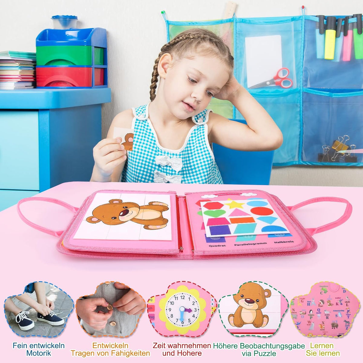 Montessori Felt Busy Board – Sensory Activity Book for Toddlers