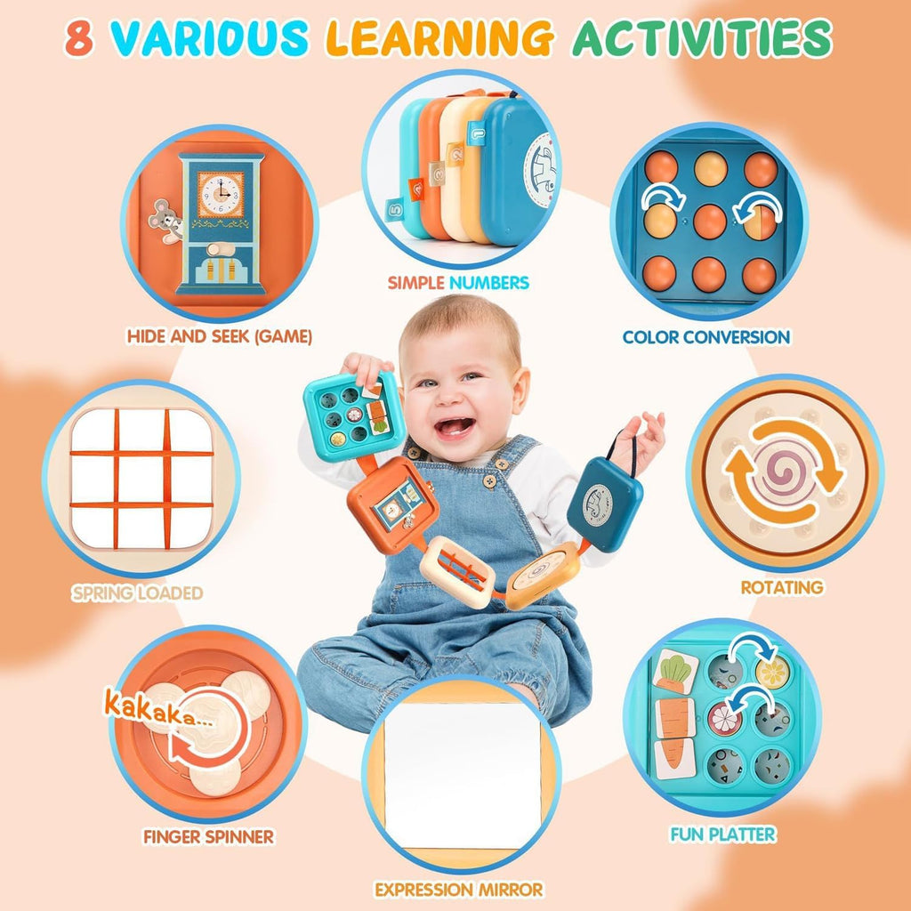Montessori Airplane Activity Cube – 8-in-1 Travel Busy Toy