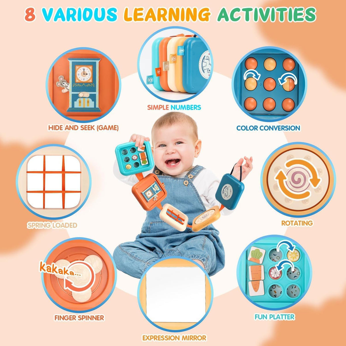 Montessori Airplane Activity Cube – 8-in-1 Travel Busy Toy
